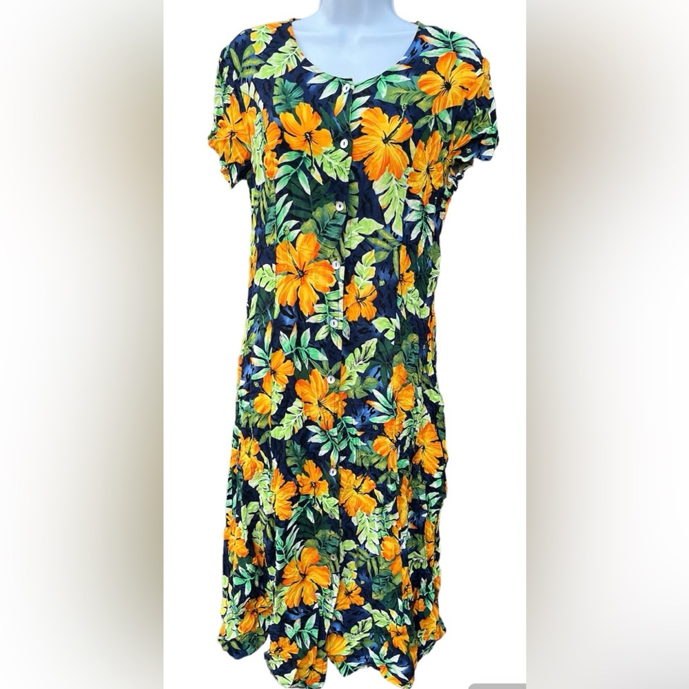 Vintage Impressions workshop floral dress 100% rayon - Picture 1 of 2